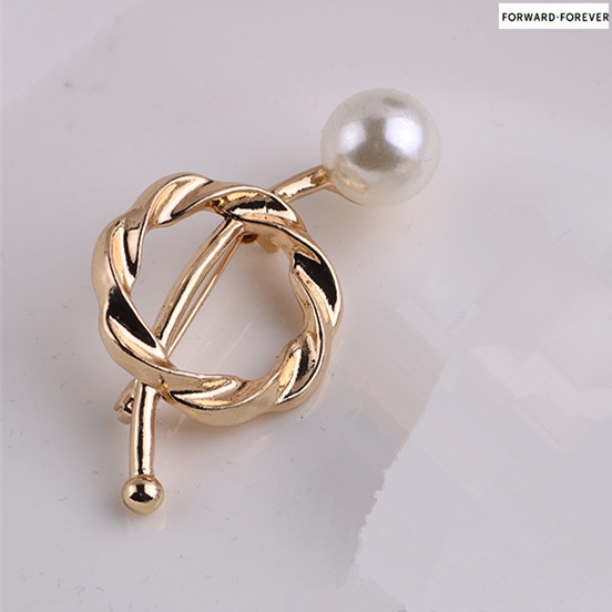 Fashion Scarf Clasp Ring Pearl Tee Shirt Clips Buckle for Neckerchief Clothing M40138