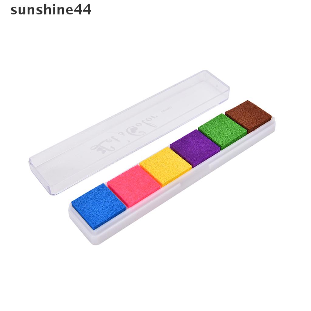 Sunshine Bantalan Tinta Stempel Karet 6 Warna Tidak Beracun Untuk DIY Craft