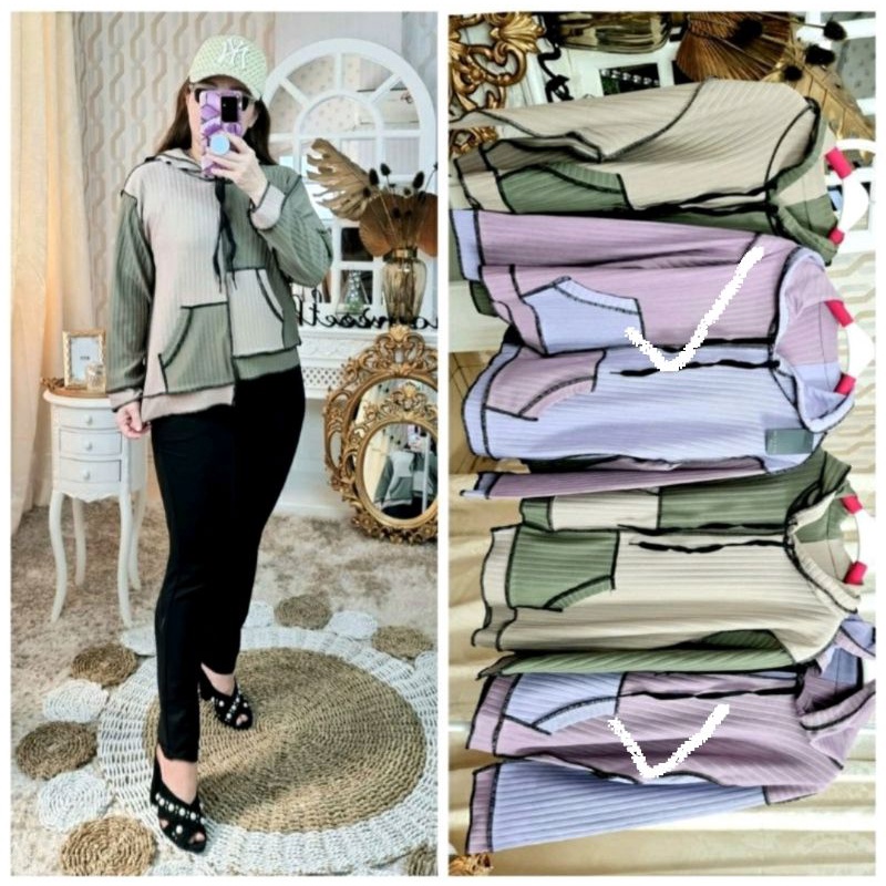 Sale Hoodie Terbalik Knit Asimetris Import by Meijiewang