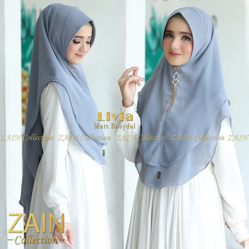 ZAIN COLLECTION Khimar Syar'I INSTAN Jilbab 2LAYER JUMBO||HIJAB LIVIA Polos-3