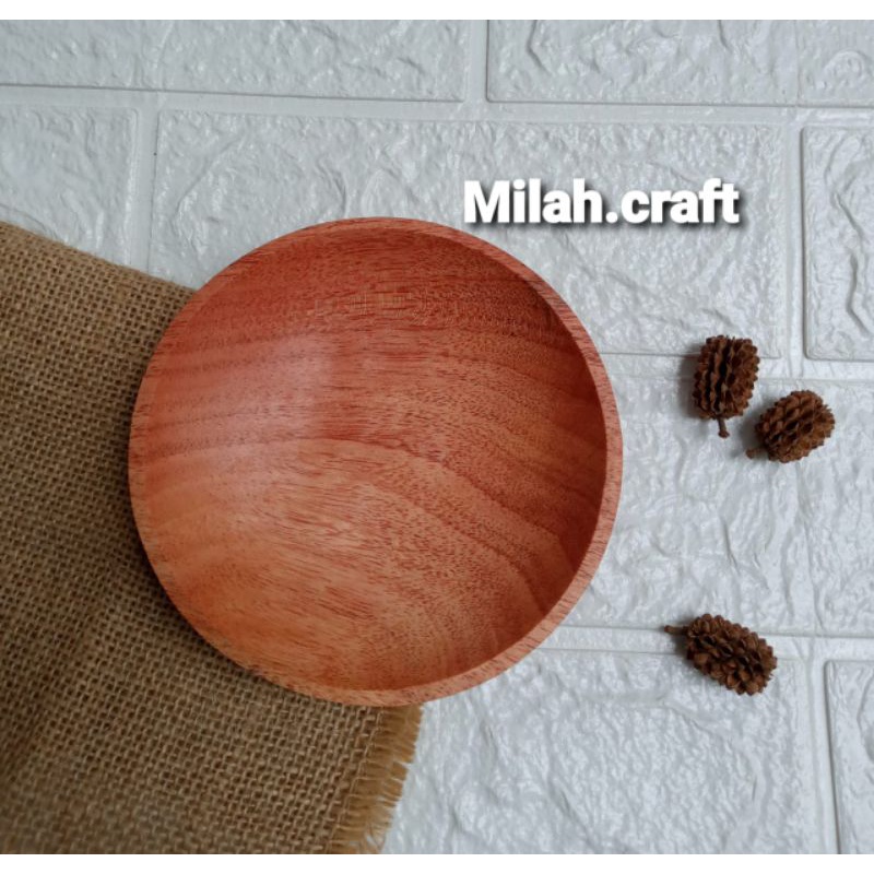 piring kayu mahoni/piring kayu 13cm/wadah sambal/lepek kayu mahoni 13cm