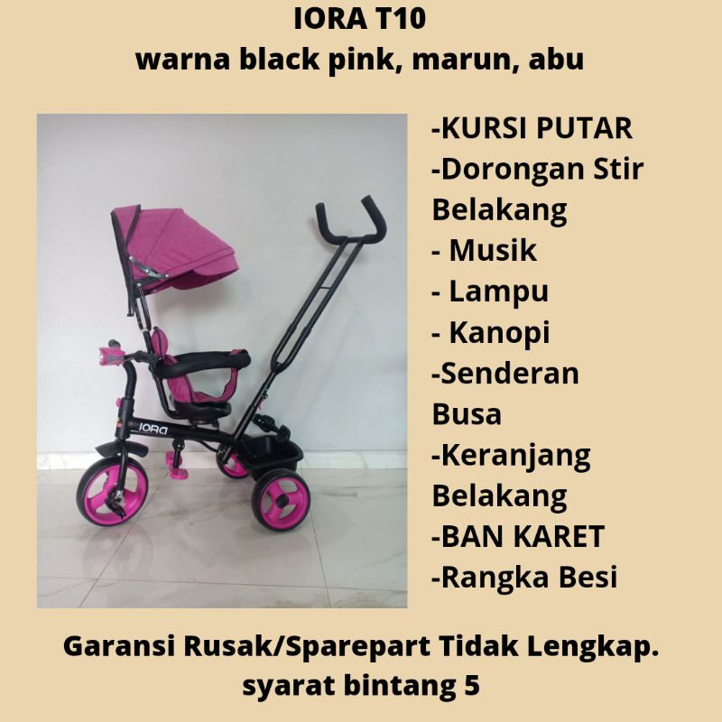 COD Free Ongkir Sepeda Anak Roda Tiga Stroller Rebahan Bergaransi Family Iora Exotic Aviator Yukita Pacific Kursi Bisa di Putar Aman Sabuk Pengaman Murah Berkualitas Aman untuk usia anak 6 bulan ke atas