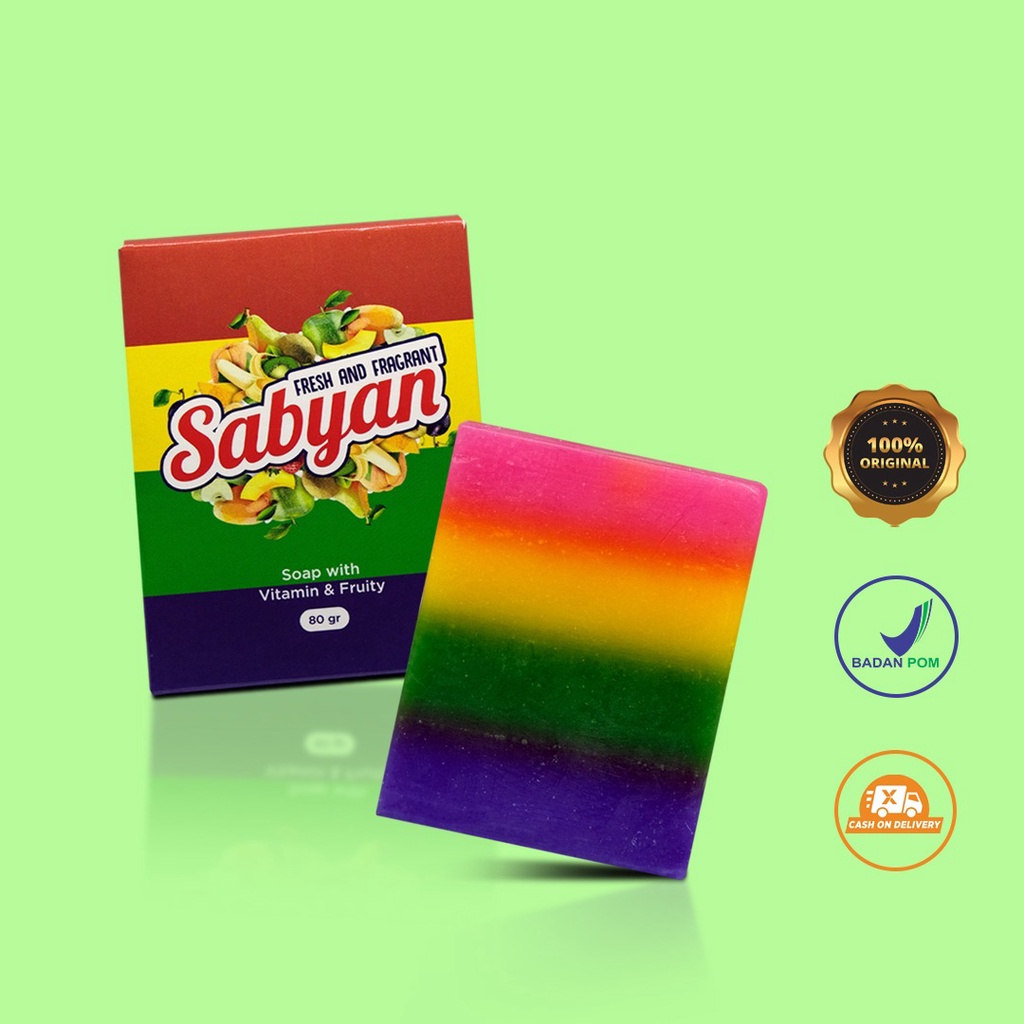 FRUITAMIN SOAP SABUN BUAH SABYAN BPOM / sabun batang pelangi pencerah  sabyan soap ORI