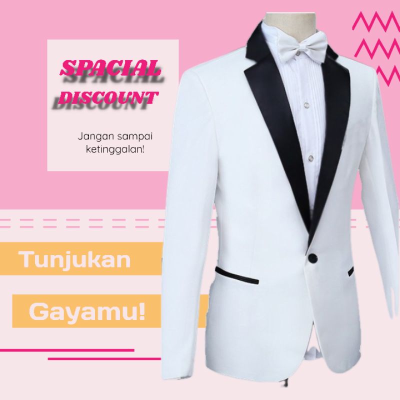Setelan Blazer Pria Putih Best Seller Jas Pria I Jas Pria Blazer I Jaz Pria Keren I Jas Pria Formal 