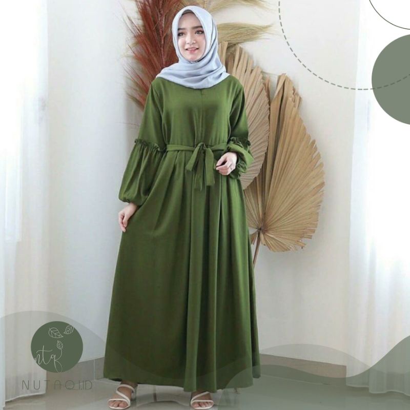 Gamis Wanita Lengan Balon Bahan Moscrepe Premium Quality