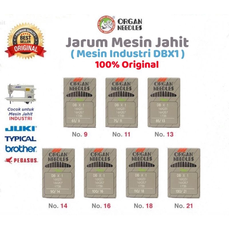 Jarum Organ DBx1 Jarum 1 TYPICAL JUKI BROTHER Highspeed Ori Japan