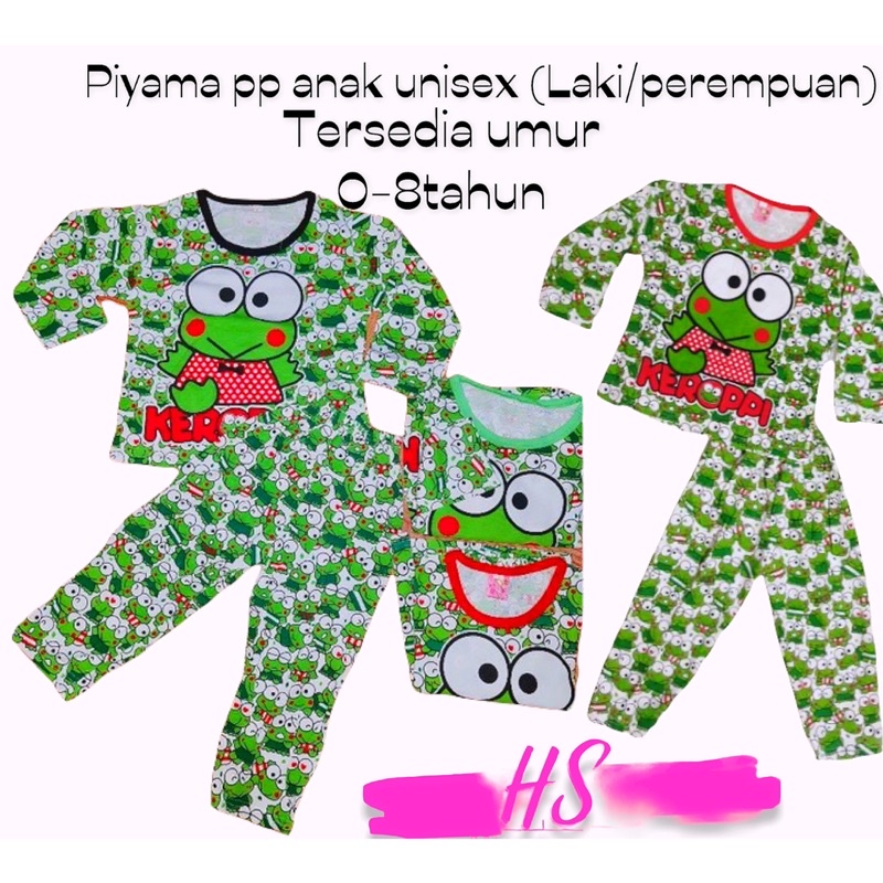 PIYAMA PP ANAK ANAK MEREK KISS KIDS MOTIF KEROPI TUMPUK/PIYAMA ANAK/STELAN ANAK