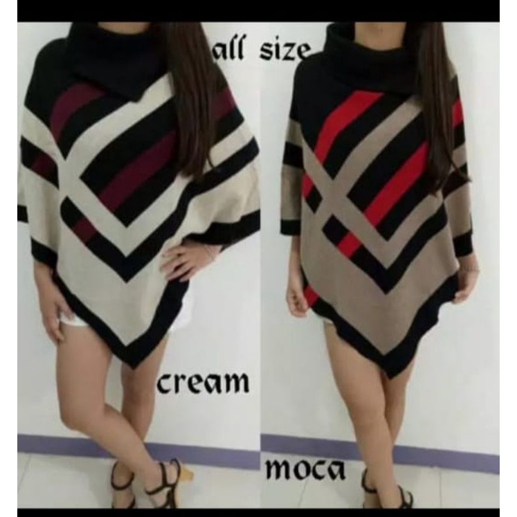 Atasan/blouse rajut ponco krah/blus rajut ponco