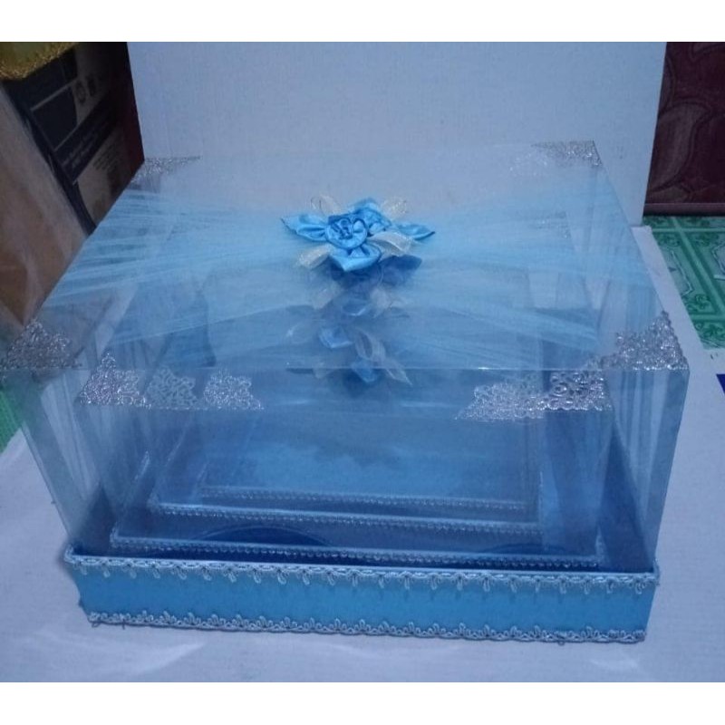 KOTAK SESERAHAN HANTARAN MIKA KLAMBU ISI 4 WARNA BIRU