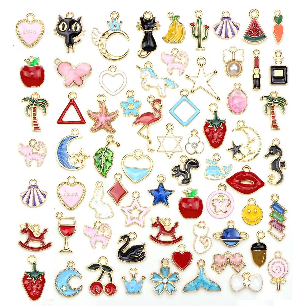 10pcs Liontin Enamel Bentuk Buah Bahan Alloy Tembaga Untuk Perhiasan