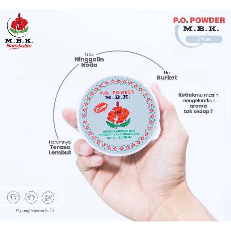 MBK Po Powder Bedak Putih &amp; Silver Tin 60gr~MBK Original 100%