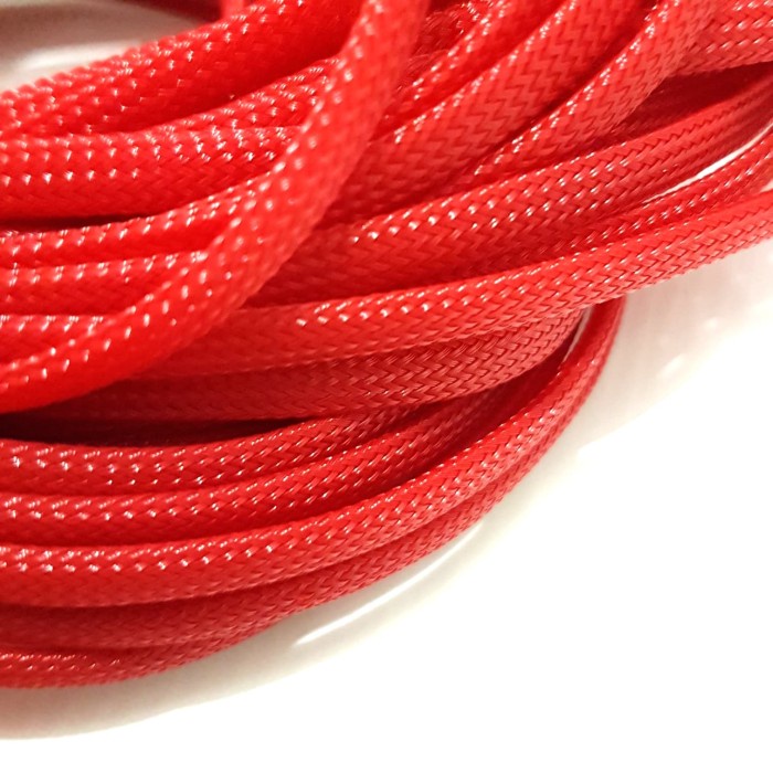 Pembungkus Kabel 16 mm Merah Cable Sleeve braided nylon