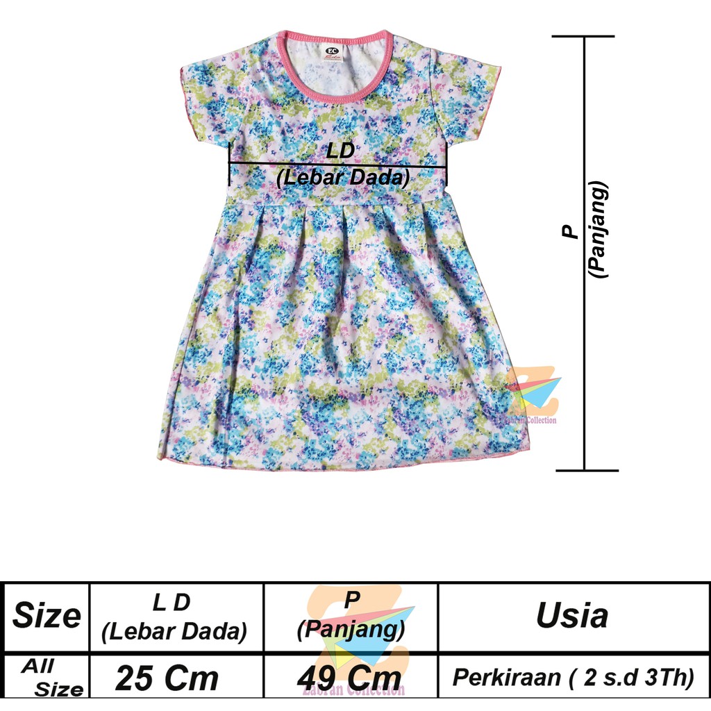 Pilih Warna Dress Anak Rample Lucu / Dress Ruffle Anak 2 Sampai 3 Tahun