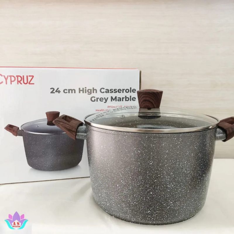Panci High Caserole Cypruz ORI | Panci Sup Marble Cypruz | Panci Tinggi + Tutup