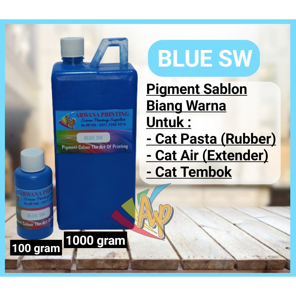 

Pigment Fluorescent Blue SW Biang Warna Sablon Biru Terang 100 Gram