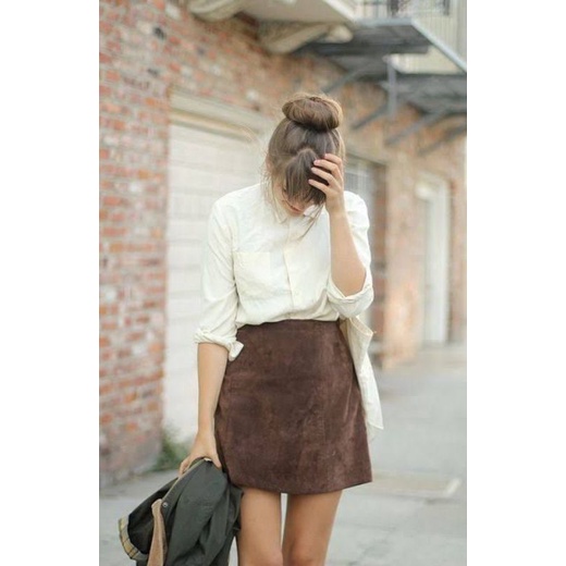 Loft faux suede mini skirt in dark brown