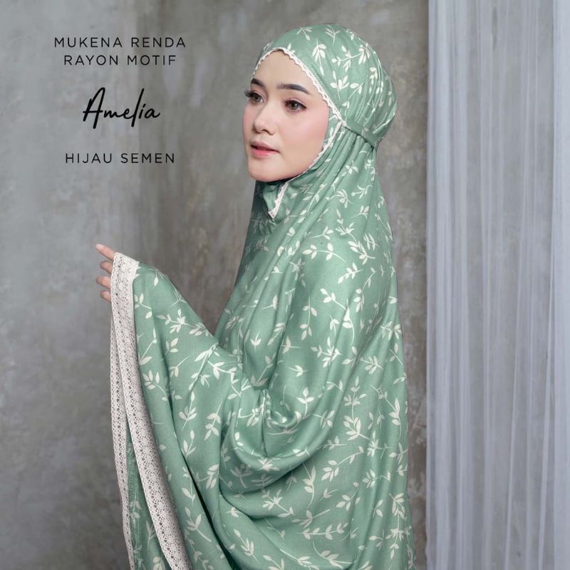 Mukena Amelia | Mukena Renda Motif | Mukena Travel | Mukena Rayon | Free Bag