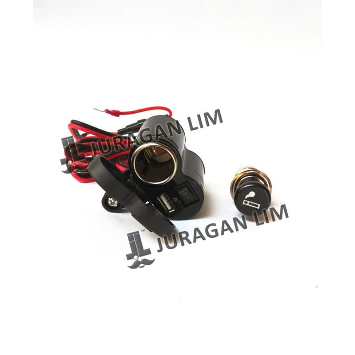 Charger/Cas HP + Lighter Rokok Elektrik untuk motor [IMPORT]