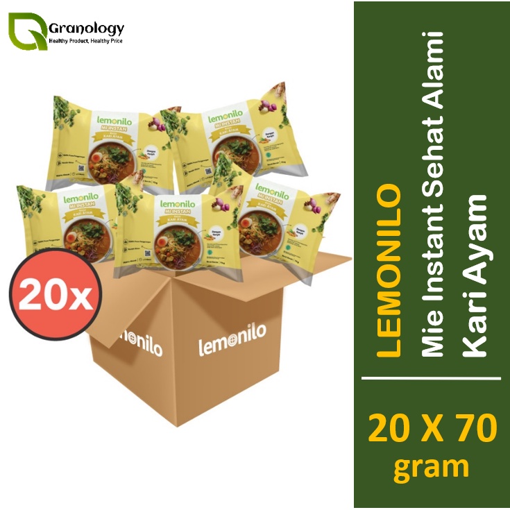 Lemonilo Mie Kuah Instant Rasa Kari Ayam / Mie Sehat 1 dus 20 pcs