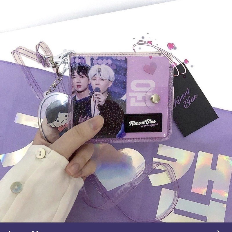 New BTS - Dynamite Card Holder Dompet Koin / Kartu Lipat Bahan PVC Transparan Gliter Gaya Korea