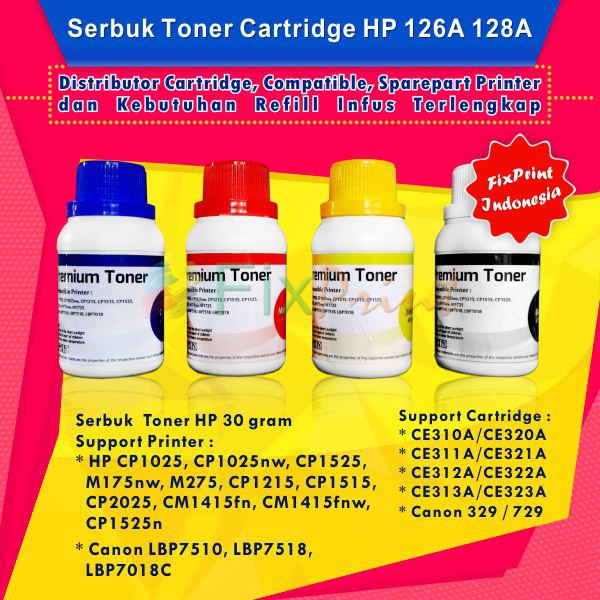 Serbuk Toner Refill HP CYAN 1025 CP1025 CP1025nw CP1215 CP1515 CP1525 CP2025 M175nw M275