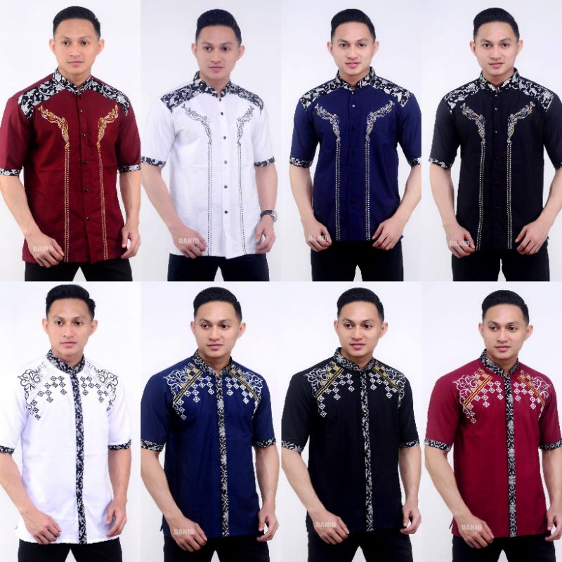 KEMEJA HEM BATIK KOMBINASI PRADA | KEMEJA BATIK PRIA LENGAN PENDEK | HEM BATIK PRIA LENGAN PENDEK KOMBINASI