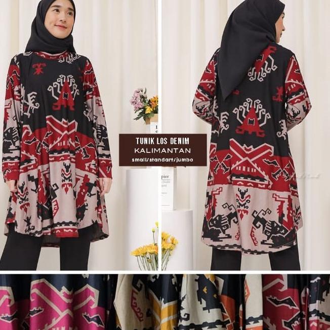 Trend - Tunik Los Motif Etnik Bahan Denim/ Calvin Jeans ,,