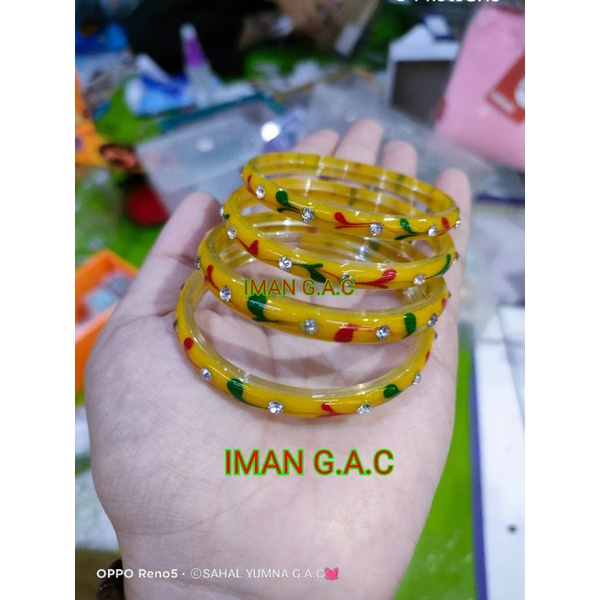 Gelang kaca akrilik anak dan tanggung/gelang india kaca