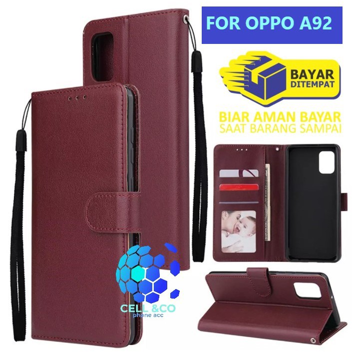 Flip cover  OPPO A92 Flip case buka tutup kesing hp casing flip case leather wallet