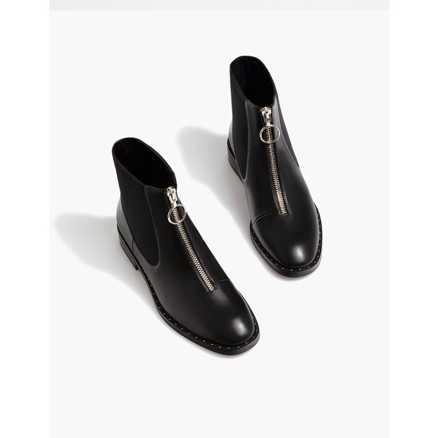 Stradivarius Flat Ankle Boots with Zip