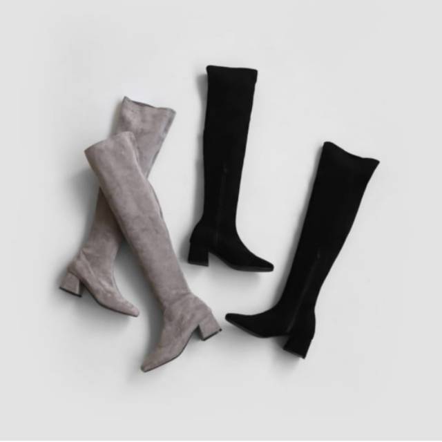 Sepatu boots merk sappun korea, panjang kaki 23cm, colour grey only, hak 5.5cm, new