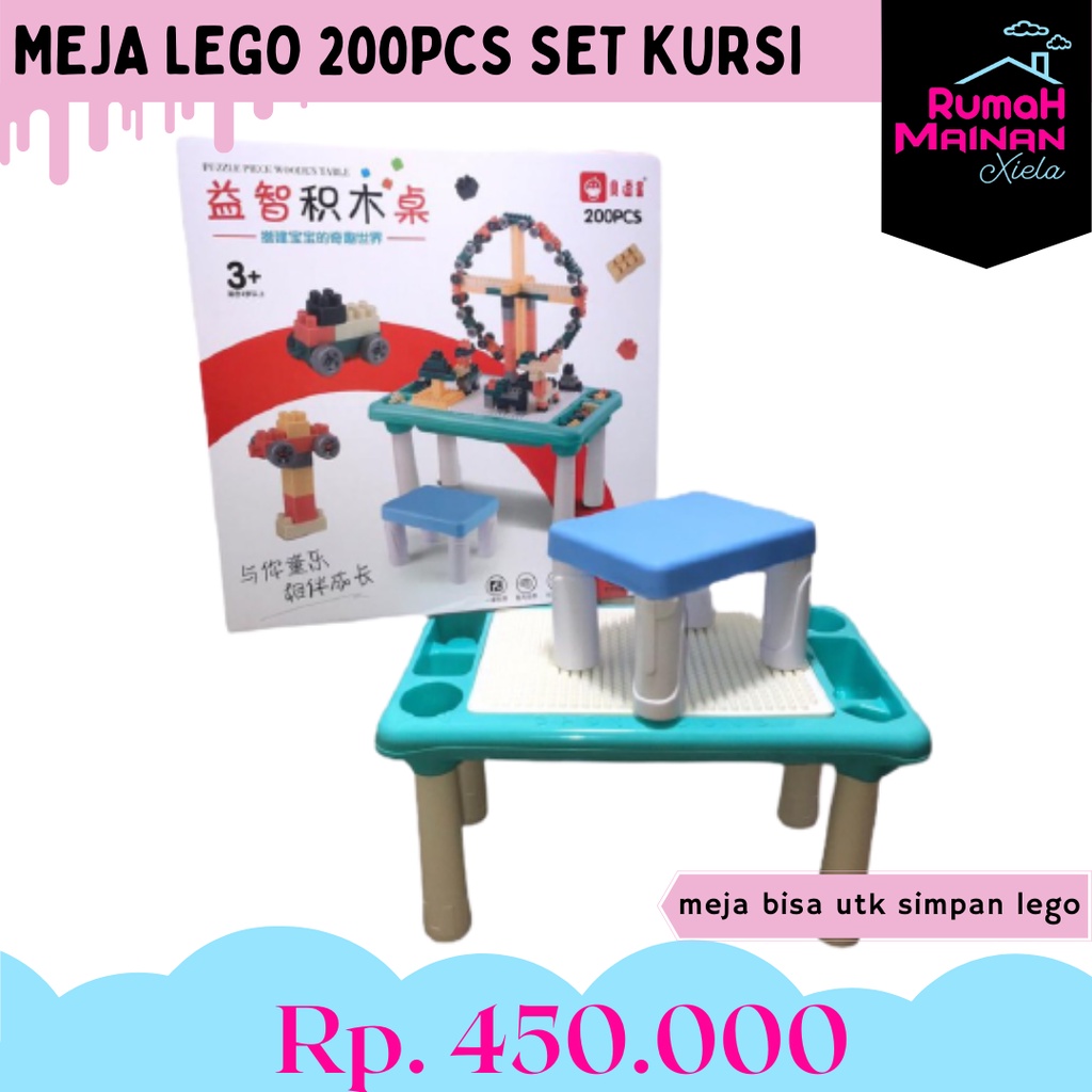 MEJA LEGO 200PCS SET KURSI - MEJA MAIN BALOK SUSUN ANAK SERBAGUNA - 8123-8