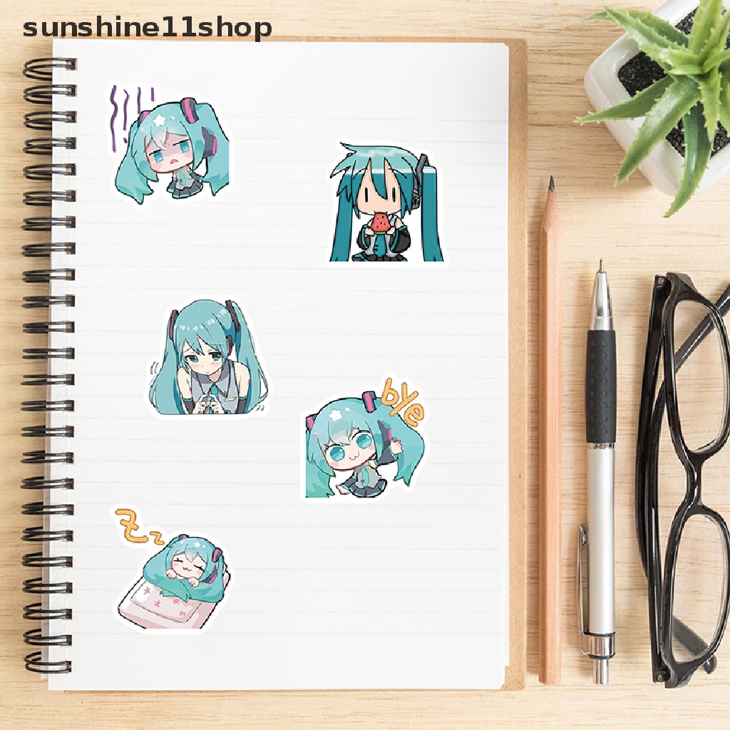 Sho 65Pcs Stiker Graffiti Kartun Hatsune Miku Untuk Gitar / Koper / Laptop