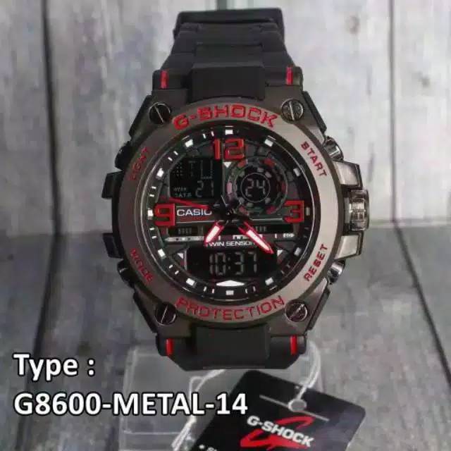 Jam Gshock Pria Gst 8600 Rubber/Double Time(Anti Air) Tanpa Box