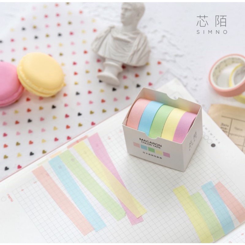 Deco Tape Gradasi 1Box Isi 5Pcs / Solatip Motif Gradasi / Sticker Tape Korea