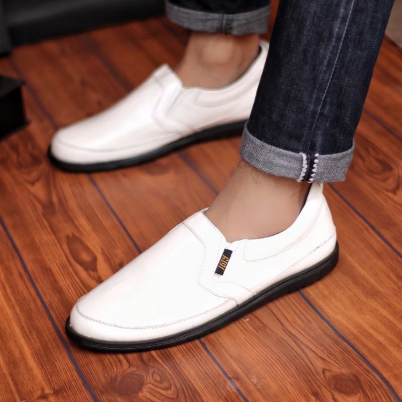 Temukan Sepatu Kerja Pansus Kulit Pria Casual Santai Fashion Terbaru Slip On Slop Loafer Laki Murah 