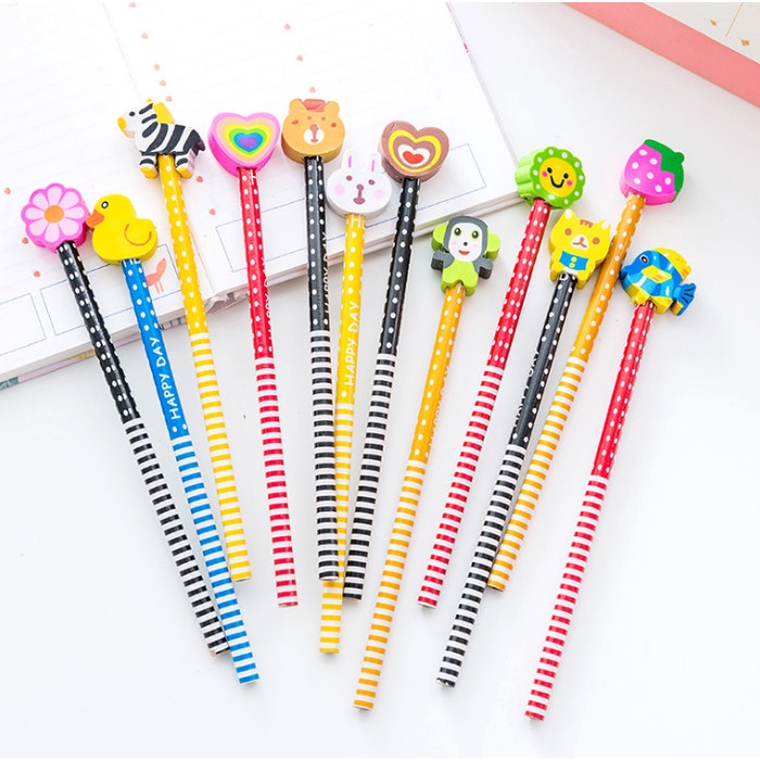 

Aman 1 Lusin 12Pcs Pensil Motif + Penghapus / Pencil Tulis Motif Sale!!!