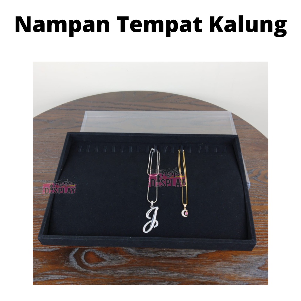 Display Nampan Kotak Kalung Perhiasan Tempat Pajangan Kalung Mahar Aksesoris Perhiasan Kotak Kalung Bludru+Tutup mika-BH