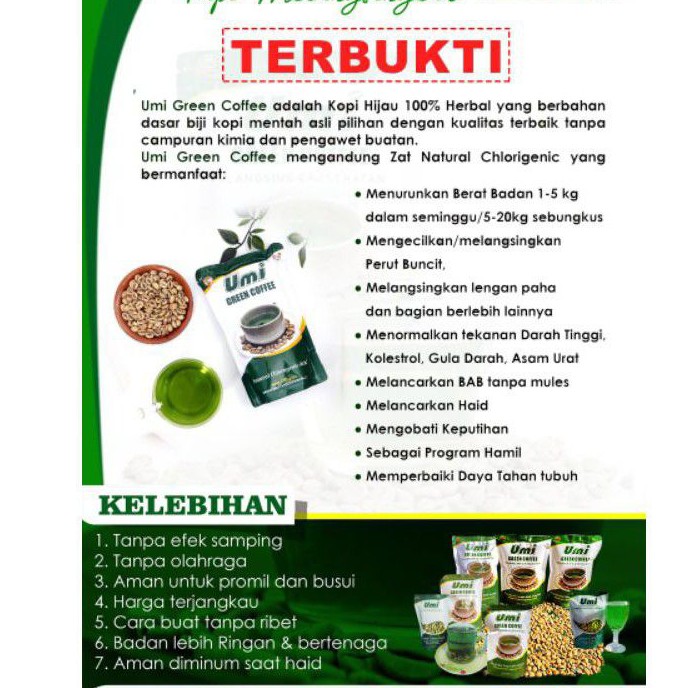 UGC Umi Green Cofee Kopi Herbal  Kesehatan, Kopi Pelangsing