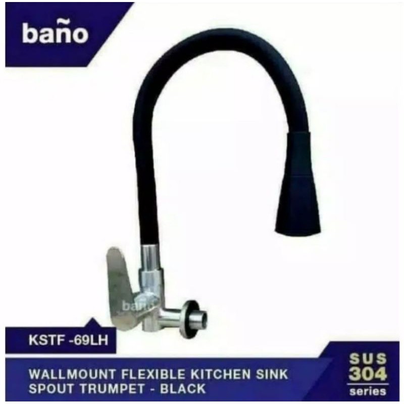 Kran sink flexible bano stainless 304 tembok / Kran flexible tembok hitam