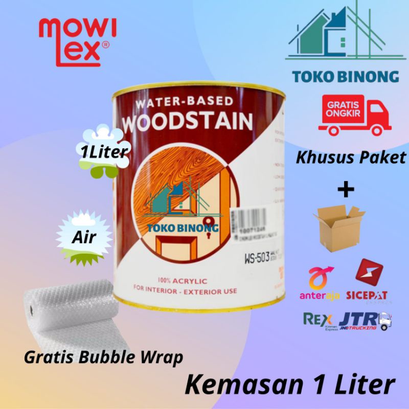 Politur Kayu Plitur Woodstain Mowilex 1 Liter Water Based