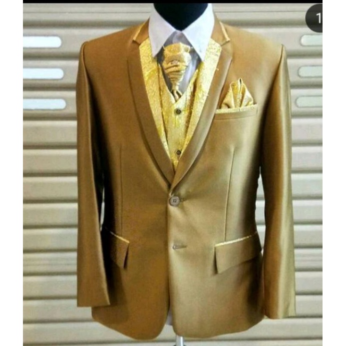 LAGI PROMO jas pengantin pria gold/Jas weding pria modern gold/jas formal gold