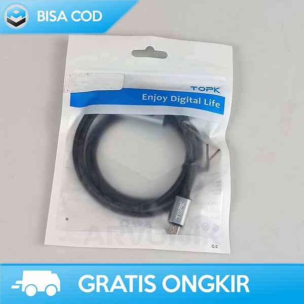 KABEL CHARGER MICRO USB TOPK MINI CONNECTOR BRAIDED 1 METER 09 S.4A 09