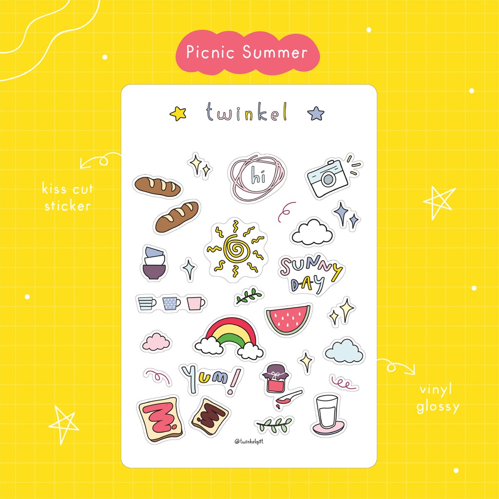

[STICKER] Summer Picnic - Deco Bujo Journal Planner Sticker - Kisscut Sticker