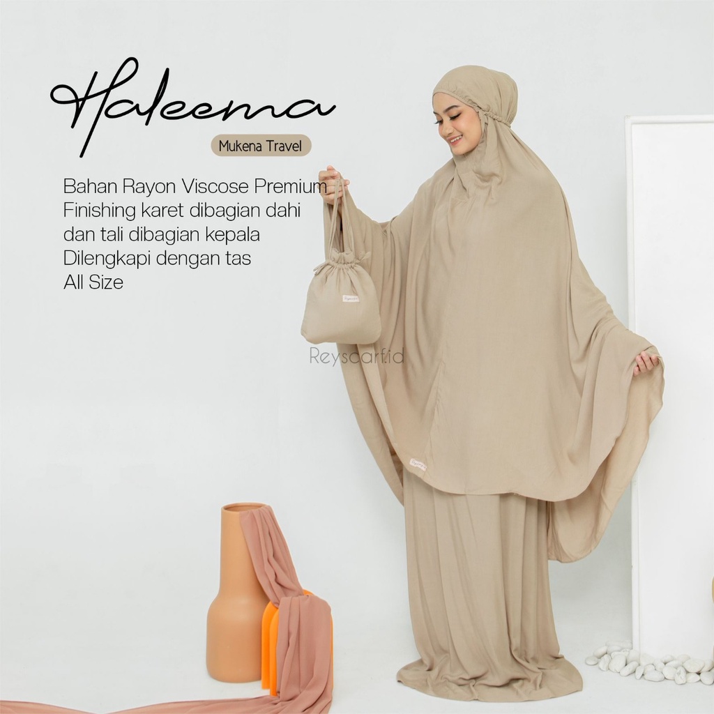 Mukena Dewasa Polos Haleema By Reyscarf.id - Bahan Rayon Twill Premium - Mukena Travel Dewasa Jumbo Adem Halus Nyaman Dipakai - Bisa Cod