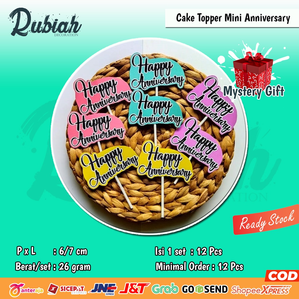 Mini Topper cake / Hiasan kue / Tusukan kue Happy Anniversary
