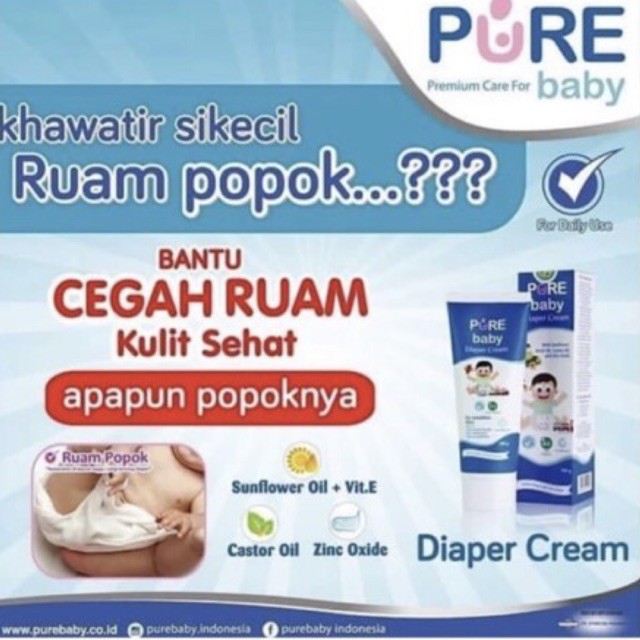 Pure Baby Diaper Cream 200gr - Krim Pencegah Iritasi dan Ruam Popok pada Bayi