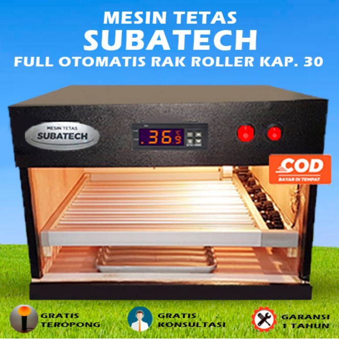 Mesin Tetas Telur Full Otomatis Rak Roller Kap 30 Penetas SUBATECH