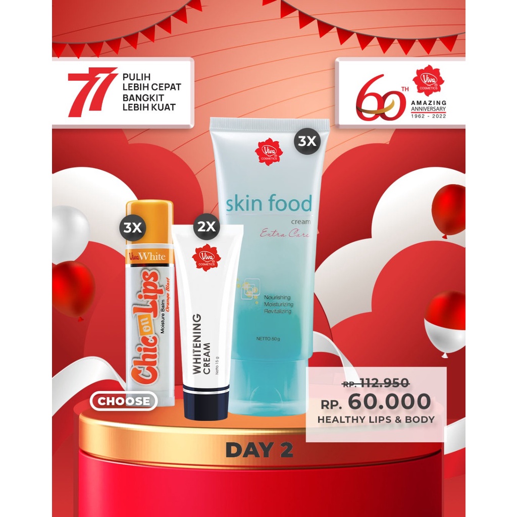 Paket 3 CHIC ON LIPS 3 VW Skin Food Extra Care 2 Viva Whitening