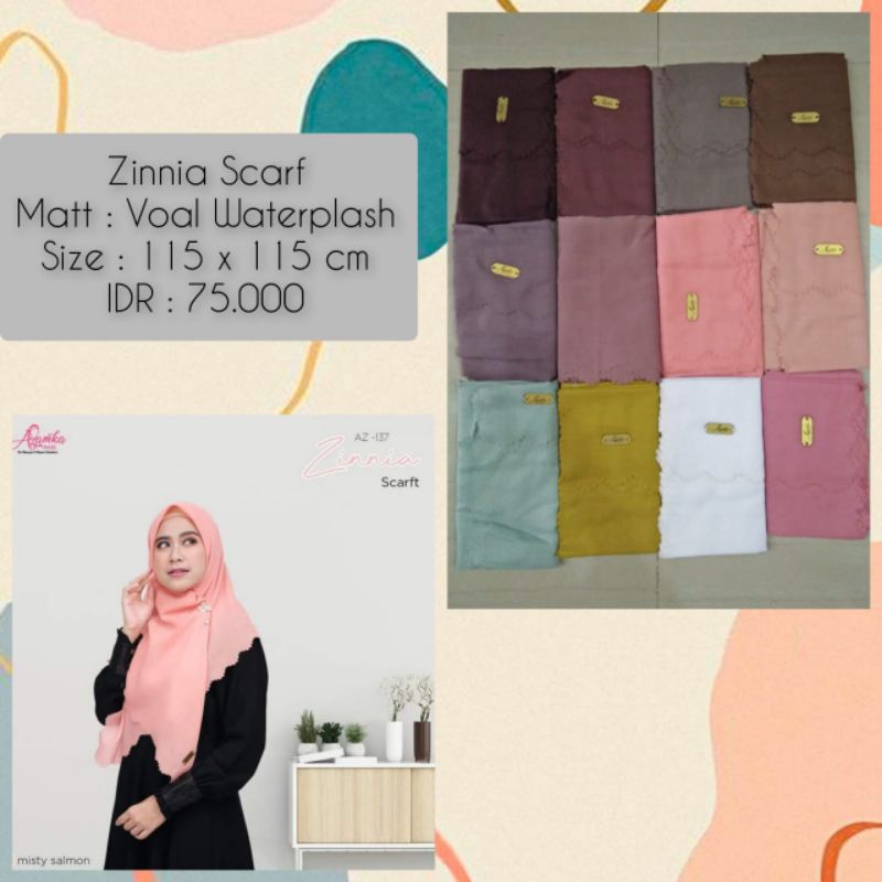 Hijab Segiempat Zinnia Scraf Voal Waterplash ORI By Azamka